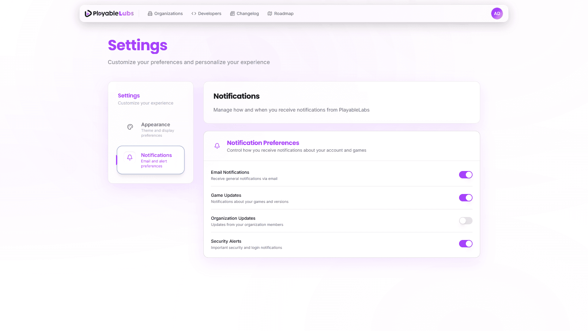 Notifications Settings