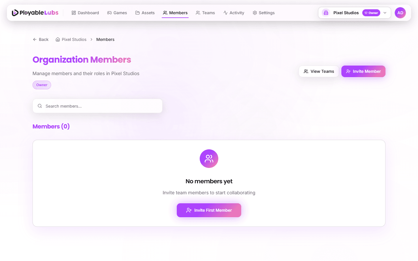Team Members Management Page