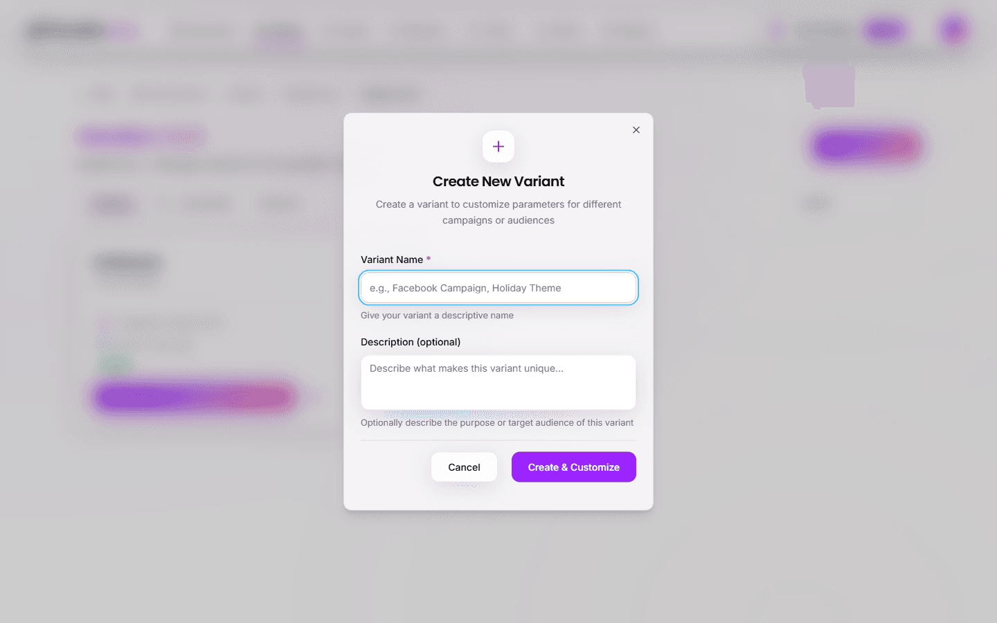 Create Variant Dialog